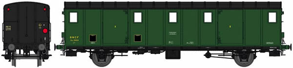 REE Modeles VB-113S - French SNCF Luggage Car OCEM 29 Functional Lights, black roof, 3 Ligths, Cushion wheelboxes, Era II